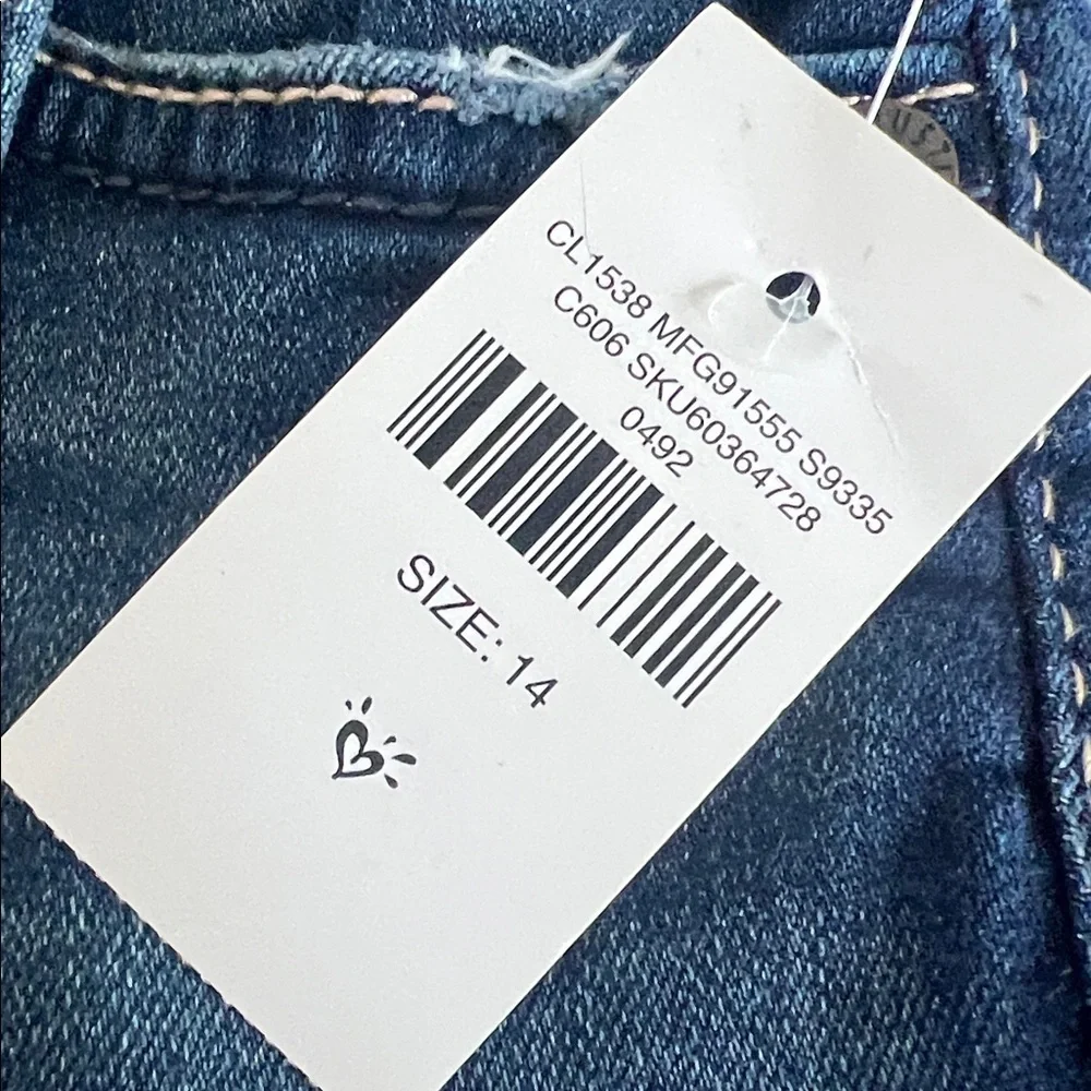 NWT - Justice Blue Denim Shortalls with Colorful Straps